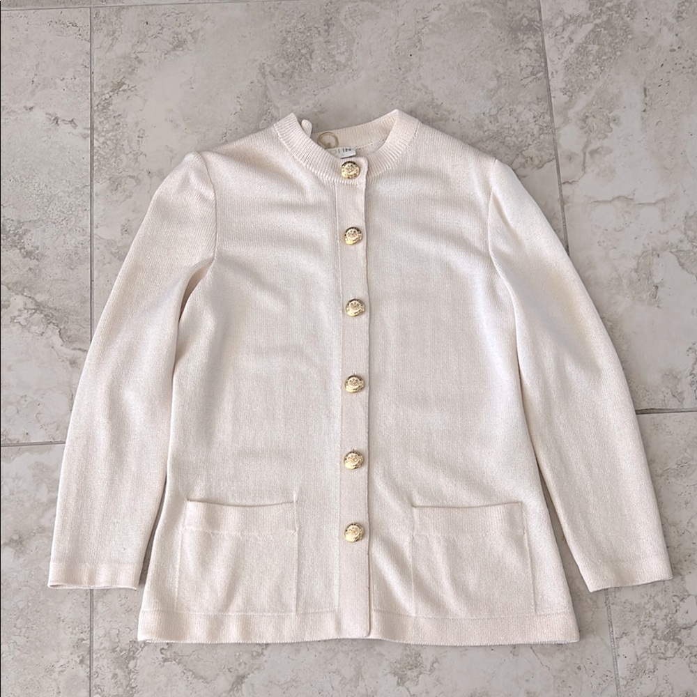St. John Cream Blazer with Gold Buttons